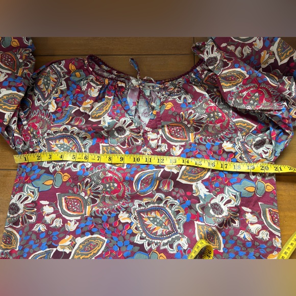 Sundance Belladonna Beauty Peasant Blouse 3/4 Sleeve Floral Cotton Top - Picture 15 of 16